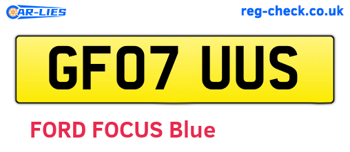 GF07UUS are the vehicle registration plates.