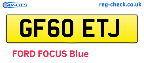 GF60ETJ are the vehicle registration plates.