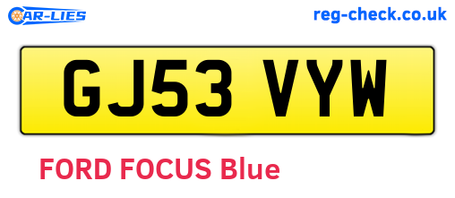 GJ53VYW are the vehicle registration plates.
