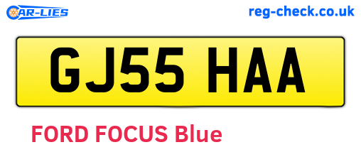GJ55HAA are the vehicle registration plates.