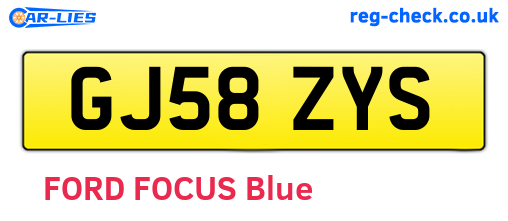GJ58ZYS are the vehicle registration plates.