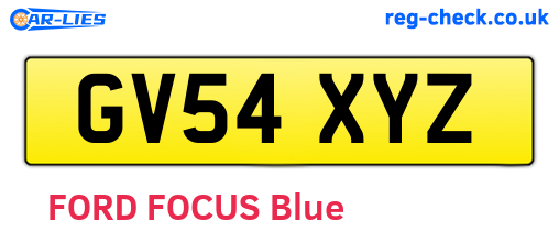 GV54XYZ are the vehicle registration plates.