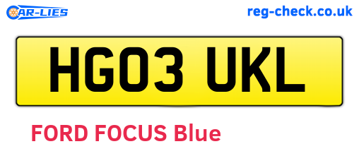 HG03UKL are the vehicle registration plates.