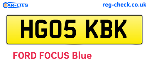 HG05KBK are the vehicle registration plates.