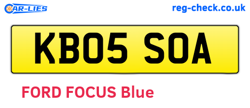 KB05SOA are the vehicle registration plates.