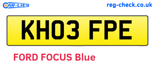 KH03FPE are the vehicle registration plates.