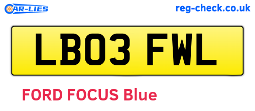 LB03FWL are the vehicle registration plates.