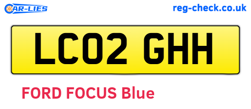 LC02GHH are the vehicle registration plates.