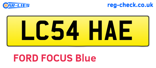 LC54HAE are the vehicle registration plates.