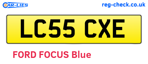 LC55CXE are the vehicle registration plates.