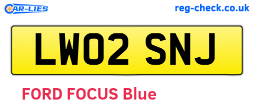 LW02SNJ are the vehicle registration plates.