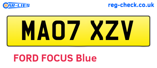 MA07XZV are the vehicle registration plates.