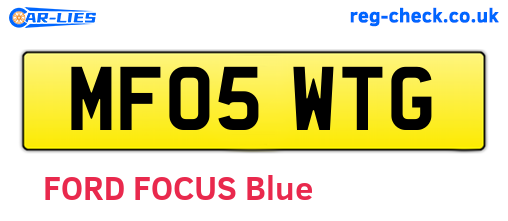 MF05WTG are the vehicle registration plates.