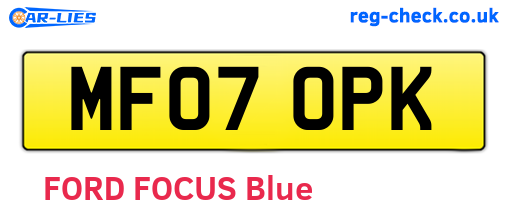 MF07OPK are the vehicle registration plates.