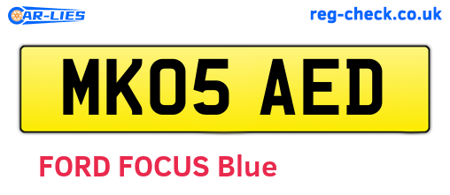 MK05AED are the vehicle registration plates.