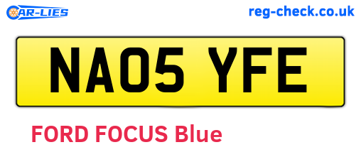 NA05YFE are the vehicle registration plates.