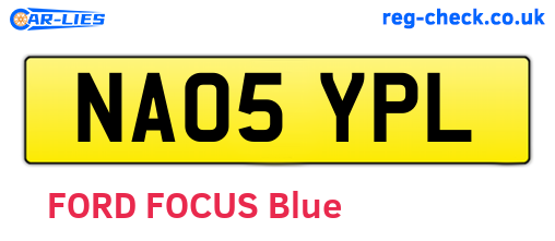 NA05YPL are the vehicle registration plates.