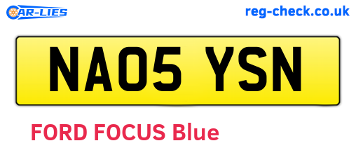 NA05YSN are the vehicle registration plates.