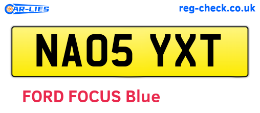 NA05YXT are the vehicle registration plates.