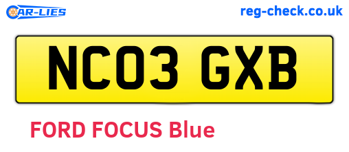NC03GXB are the vehicle registration plates.