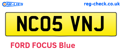 NC05VNJ are the vehicle registration plates.