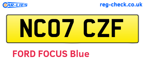NC07CZF are the vehicle registration plates.