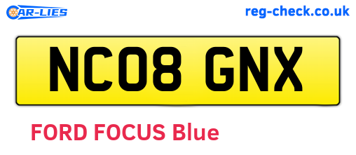 NC08GNX are the vehicle registration plates.