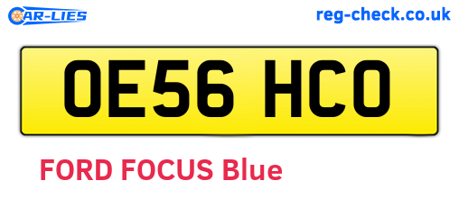 OE56HCO are the vehicle registration plates.