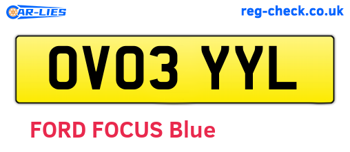 OV03YYL are the vehicle registration plates.