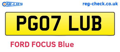 PG07LUB are the vehicle registration plates.