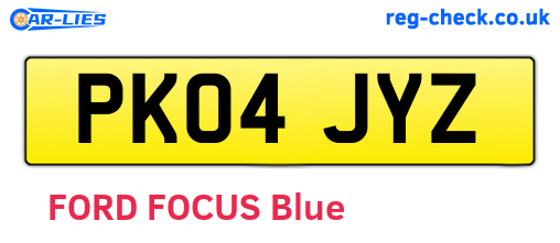PK04JYZ are the vehicle registration plates.