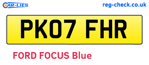 PK07FHR are the vehicle registration plates.