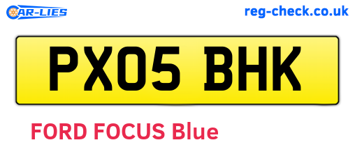 PX05BHK are the vehicle registration plates.