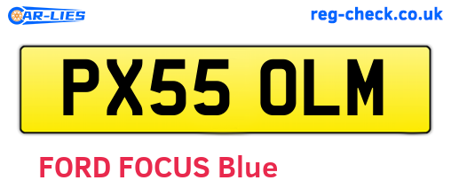 PX55OLM are the vehicle registration plates.