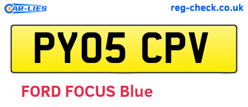 PY05CPV are the vehicle registration plates.
