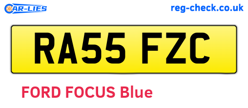 RA55FZC are the vehicle registration plates.