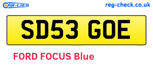 SD53GOE are the vehicle registration plates.