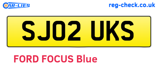 SJ02UKS are the vehicle registration plates.