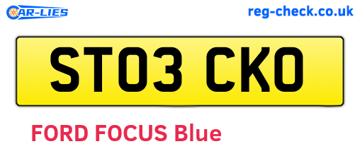 ST03CKO are the vehicle registration plates.