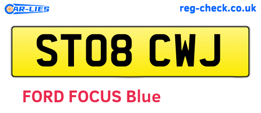 ST08CWJ are the vehicle registration plates.
