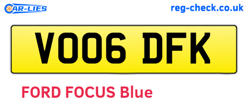 VO06DFK are the vehicle registration plates.