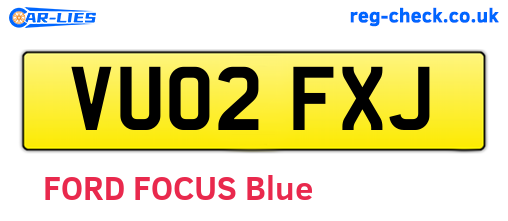 VU02FXJ are the vehicle registration plates.