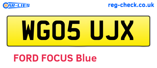 WG05UJX are the vehicle registration plates.
