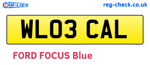 WL03CAL are the vehicle registration plates.