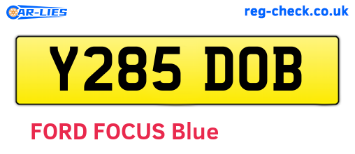Y285DOB are the vehicle registration plates.