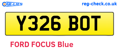 Y326BOT are the vehicle registration plates.