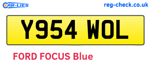 Y954WOL are the vehicle registration plates.