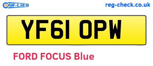 YF61OPW are the vehicle registration plates.