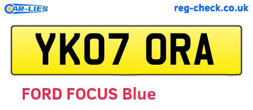 YK07ORA are the vehicle registration plates.