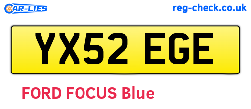 YX52EGE are the vehicle registration plates.